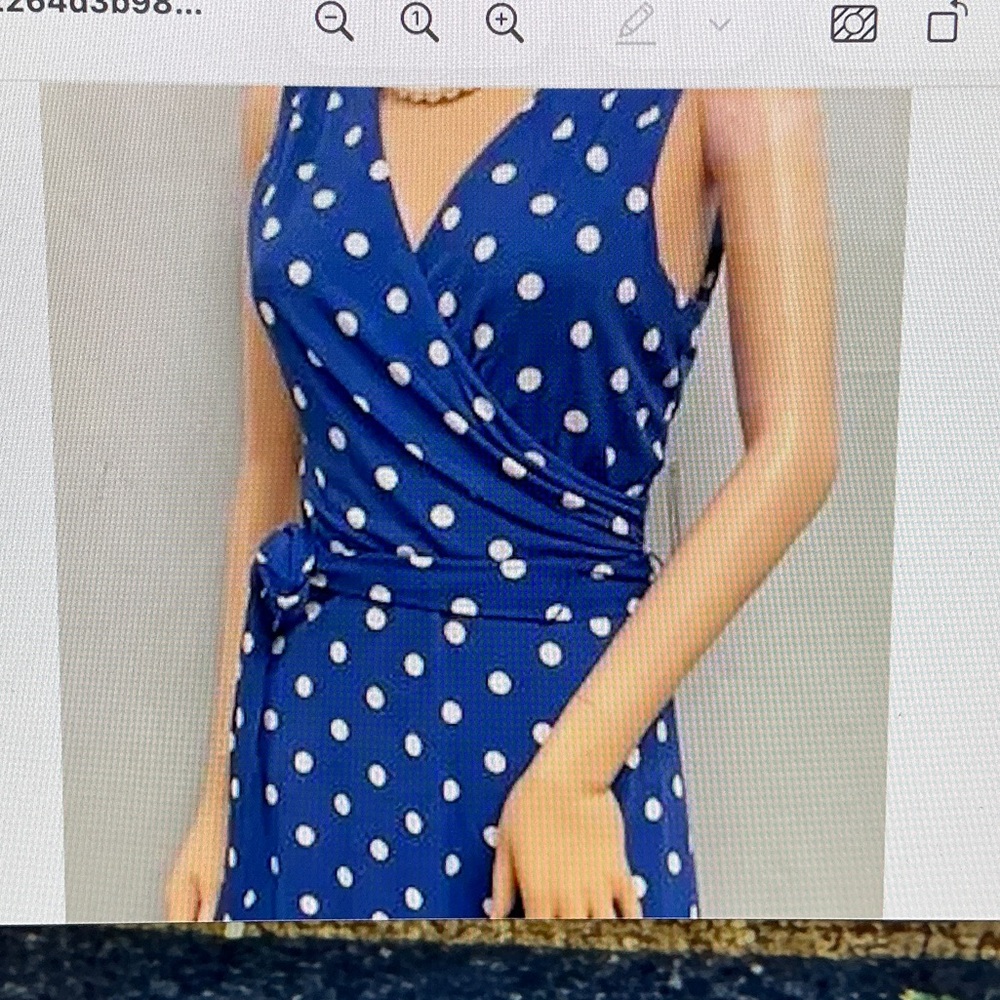 New! Beautiful royal blue faux polka dot wrap dress, Jessica Howard, size 10p - Picture 11 of 13